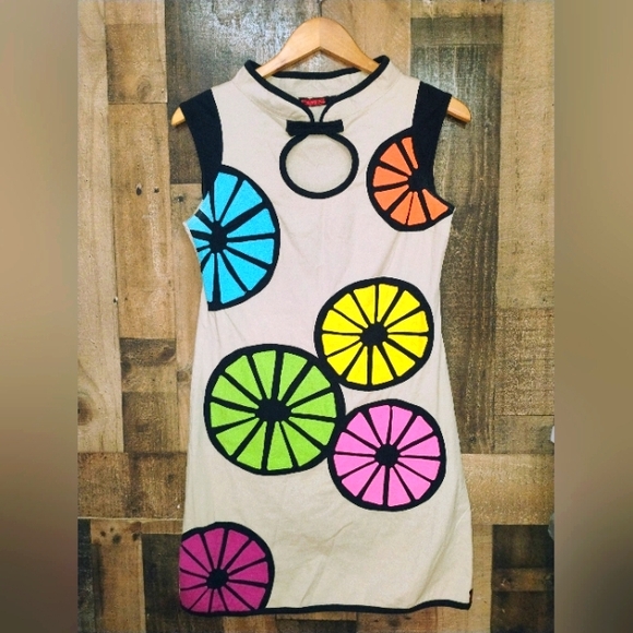Pygmees Mini Dress Citrus Lemon Lime Mod Size Small - Picture 1 of 7